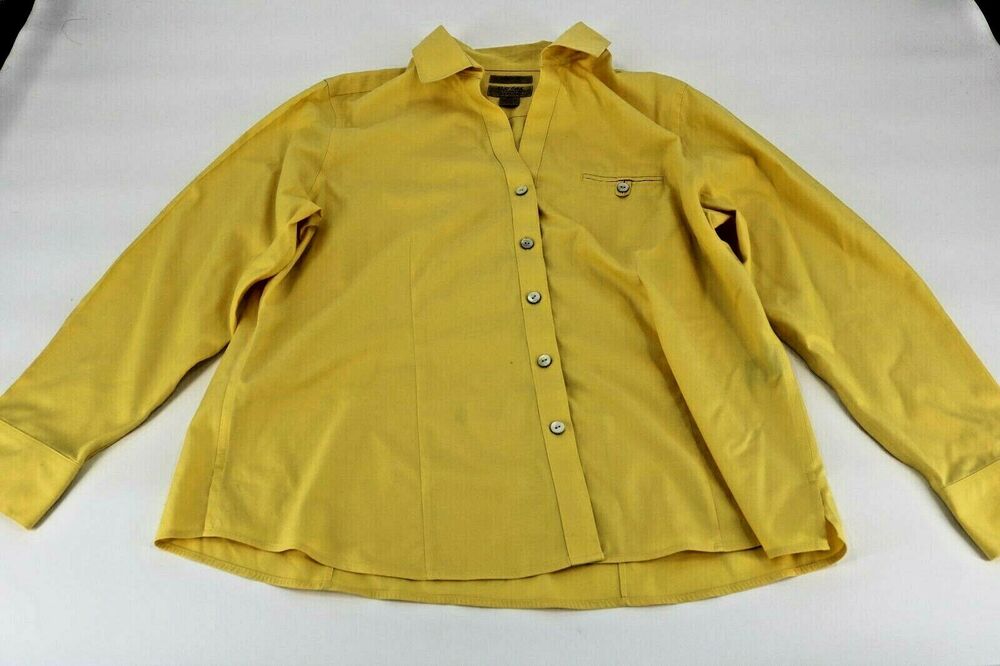 Gold Label Investments Yellow Long Sleeve Button Down Shirt Women's Size 16P